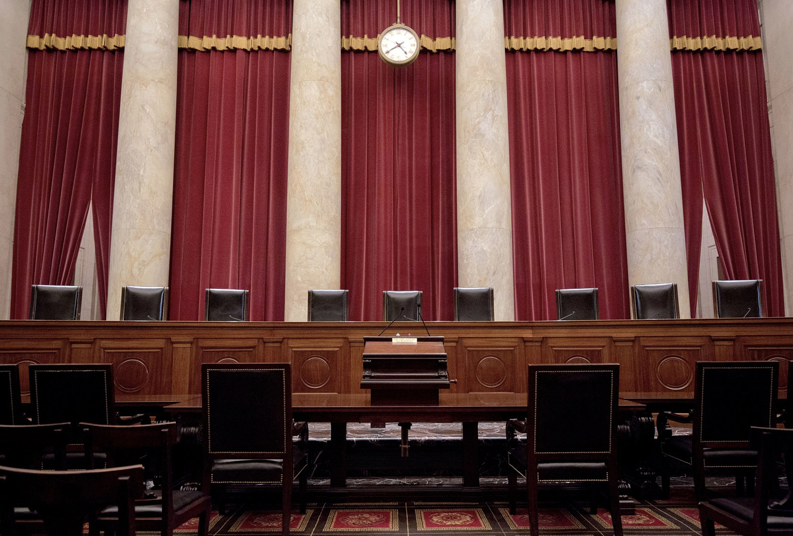 The courtroom facing the bench. Credit: Supreme Court of the United States.